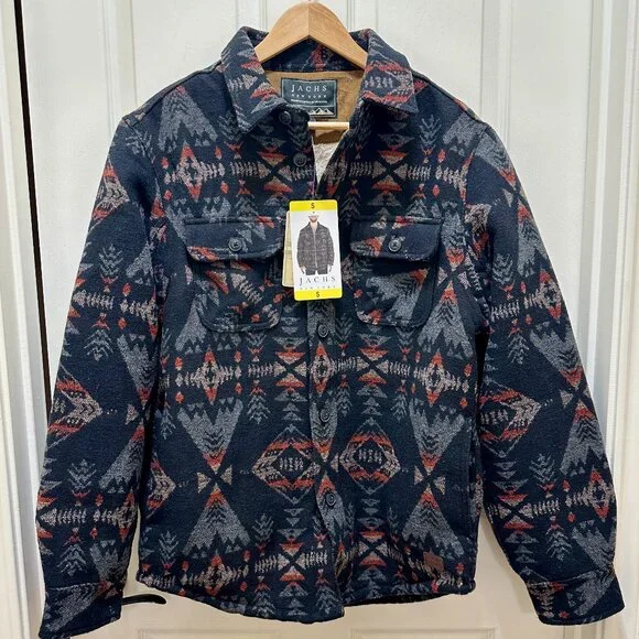 Jachs New York Wool Blend Jacket Men's Size S Sherpa Lined Aztec Southwestern